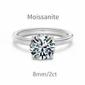 Elegant 2ct round brilliant cut moissanite ring in S925 sterling silver four-claw setting - Size 5 / White Gold (DO120085)-2CT