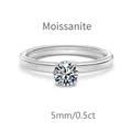 S925 sterling silver solitaire moissanite ring with 0.5ct 5mm stone in 4-prong setting - Size 5 / White Gold (DO120082)-0.5CT