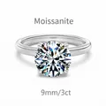 Elegant S925 sterling silver moissanite ring featuring a 3ct round brilliant cut stone - Size 5 / White Gold (DO120087)-3CT