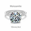 Elegant S925 sterling silver solitaire ring with a 4ct round-cut Moissanite stone - Size 5 / White Gold (DO120088)-4CT