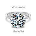 Brilliant 5ct 11mm moissanite solitaire ring in S925 sterling silver setting - Size 5 / White Gold (DO120089)-5CT