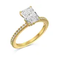 Bague en argent S925 plaqué or avec oxyde de zirconium taille radiant et pavé brillant - Taille 5 / Style Pavé Rectangulaire Taille Radiant Fleur de Glace (DY120571-S-G-WH) / Or