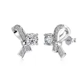 Elegant S925 sterling silver bowknot stud earrings featuring sparkling round cubic zirconia - Silver (DY1D0509)