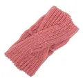 Macro view of the pink ribbed knitting texture on this stylish crossover headband. - Dusty Pink