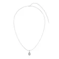 Elegante collana in argento sterling S925 con pendente a goccia scintillante su sfondo bianco - Halo Water Drop Necklace / Oro Bianco Goccia d'Acqua (DY191419)