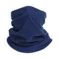 Detail van een donkerblauwe fleece nekwarmer met een zachte textuur en zoom - Marineblauw