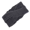Macro detail of dark grey knitted twisted headband with intricate handmade texture - Dark Gray