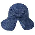 Chapeau de soleil pliable en paille tressée bleu marine avec détail de nœud élégant - Ajustable (55-57cm) / Bleu marine