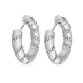 S925 sterling silver hoop earrings with spiral cubic zirconia bands - Spiral Frosted Rhinestone Hoop Earrings (DY110341) / White Gold