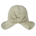 Chapeau de soleil élégant en paille tricotée beige avec grand nœud pour les vacances. - Ajustable (55-57cm) / Beige
