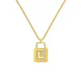 Élégant collier cadenas doré avec pendentif lettre L orné de cristaux sur chaîne gourmette. - Lettre L Cadenas (DY191137) / Argent 925 / Or