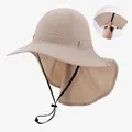 Breathable beige sun hat with protective neck flap and foldable design for outdoor activities - L (56-60cm) / Khaki