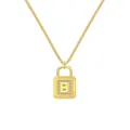 Élégant collier en argent S925 doré avec pendentif cadenas orné d'un B en cristal - Lettre B Cadenas (DY191127) / Argent 925 / Or