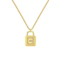 Élégant collier en argent S925 doré avec un pendentif cadenas serti de cristaux lettre C - Lettre C Cadenas (DY191128) / Argent 925 / Or