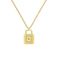 Collier S925 plaqué or avec pendentif cadenas, lettre D et cristaux brillants - Lettre D Cadenas (DY191129) / Argent 925 / Or