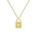 Collier en argent S925 plaqué or avec pendentif cadenas en cristal 'H' scintillant - Lettre H Cadenas (DY191133) / Argent 925 / Or