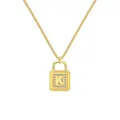 Élégant collier cadenas plaqué or orné d'un pendentif lettre K serti de cristaux brillants - Lettre K Cadenas (DY191136) / Argent 925 / Or
