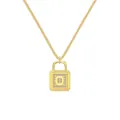 Élégant collier cadenas doré avec un pendentif initial lettre O orné de cristaux - Lettre O Cadenas (DY191140) / Argent 925 / Or