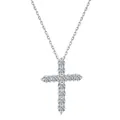 Elegant S925 sterling silver cross pendant necklace featuring brilliant moissanite diamonds - Pave Rhinestone Cross Style (DO190009) / 925 Silver