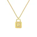 Pendentif collier cadenas doré élégant avec la lettre P ornée de cristaux brillants - Lettre P Cadenas (DY191141) / Argent 925 / Or