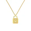 Élégant collier avec pendentif cadenas lettre Q en argent sterling S925 plaqué or - Lettre Q Cadenas (DY191142) / Argent 925 / Or