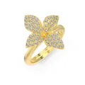 Luxury gold plated S925 sterling silver flower ring with sparkling pave crystals - Four-Petal Flower Ring (DY121423) / 925 Silver / Gold