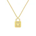 Collier cadenas élégant en argent S925 doré avec pendentif lettre W en cristal scintillant - Lettre W Cadenas (DY191148) / Argent 925 / Or