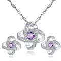 Detailansicht des Eternity Star Schmucksets mit lila Steinen und Silberbeschichtung - Lila