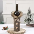 Festive Christmas wine bottle cover in tweed coat design with faux fur collar detail. - Thick Rope Grey Cover