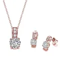 Elegantes Schmuckset in Roségold mit Zirkonia-Halskette und Ohrringen - Roségold Halskette & Ohrringe Set