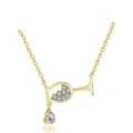 Elegant gold-tone necklace with wine glass pendant featuring sparkling zircon water drop - Gold