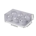 Juego de seis bolas de Navidad transparentes de 8 cm con estrellas plateadas en caja - Juego de 6 / Plateado