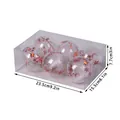 Juego de 6 bolas de Navidad transparentes 8cm con estrellas rojas y plumas blancas - Juego de 6 / Rojo