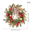 Handcrafted 45cm gold and red Christmas wreath with festive pinecones and berries - Rattan Wreath (H3115) / 45cm Size