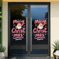 Detailansicht der bunten Weihnachtsmann-Weihnachtsaufkleber auf einer modernen Glastür - Rosa-Orange Verlauf Weihnachtsmann (XD-323-2)