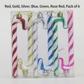 Set of 6 colorful glitter Christmas candy cane hanging ornaments for holiday decor - Set of 6 / Colorful