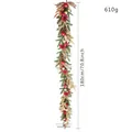 Artificial 180cm Christmas garland decorated with red baubles, gold leaves and pine cones - Iron Wire Garland (T678) / 180cm Length