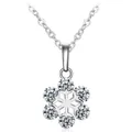 Elegante silberne Schneeflocken-Halskette mit funkelnden klaren Zirkonia-Kristallen - Weiß