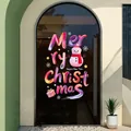 Farbenfroher Merry Christmas Fensteraufkleber mit Schneemann- und Schneeflockendesign für Deko - Kunstpinsel Bunter Text (XD-324-4)