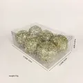 Set of 6 gold glitter sequin Christmas balls in clear box with size measurements - Set of 6 / Gold