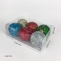 Set of six colorful sequined Christmas tree ornaments in a clear protective box - Set of 6 / Multicolor
