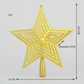 Detail view showing dimensions of golden 3D pentagram Christmas tree topper decoration - Grille / 15cm / Gold