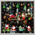 Colorful Santa Claus and reindeer static window stickers with Merry Christmas text for shop decor. - Style XD-306 (006SDJDT23)