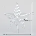 Silver 3D star Christmas tree topper detail showing 18.5cm height and 15cm width. - Grille / 15cm / Silver