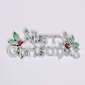 Shiny silver electroplated Merry Christmas letter plaque ornament with holly leaves - Silver Stereo Style / 14CM Stereo English Letters / Silver
