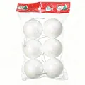 Pack de 6 bolas de espuma blancas brillantes para Navidad con lazos de plata - 3.5CM Pack de 6