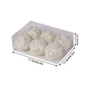 Set di 6 palline di Natale bianche con glitter in scatola con le misure indicate - Set da 6 / Bianco Glitter