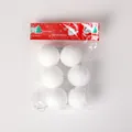 Pack of six pure white textured foam snowball ornaments for Christmas tree decoration - 4cm 6 Pieces Pack