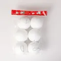 Set of 6 white foam Christmas snowball ornaments in retail packaging. - 6cm 6 Pieces Pack