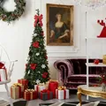 Luxury telescopic green Christmas tree with warm lights and festive ornaments - Folding Tree (With Lights) / 1.8m / Green